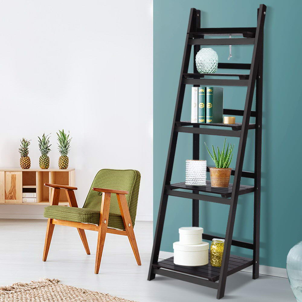 Bookcases & Shelves: Artiss Bookshelf Corner Shelf 5 Tiers - ZANE Coffee