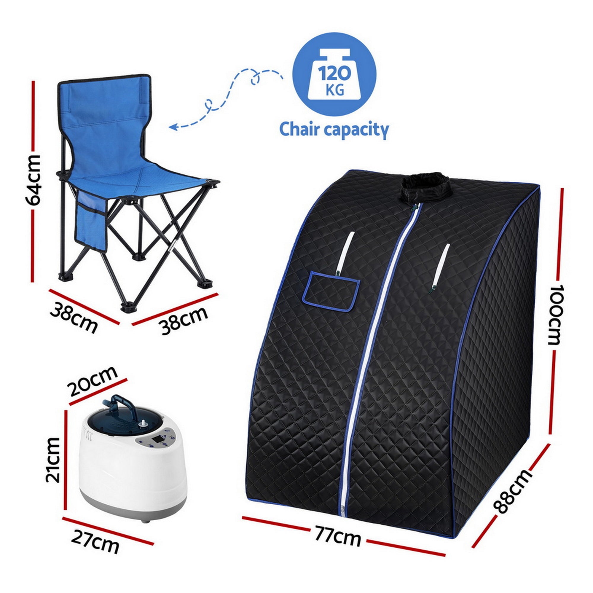 Speciality Appliances: Devanti Portable Steam Sauna Tent 1000W 2L Steamer Pot Personal Home SPA Timer