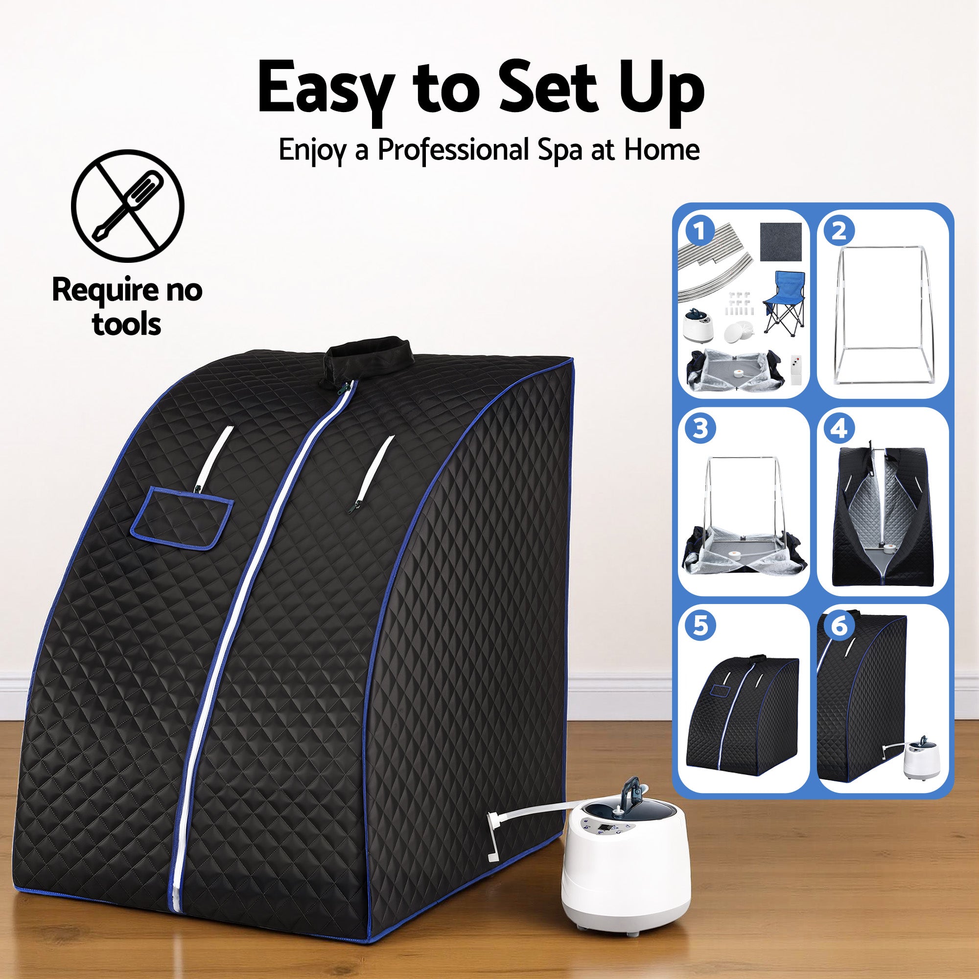 Speciality Appliances: Devanti Portable Steam Sauna Tent 1000W 2L Steamer Pot Personal Home SPA Timer