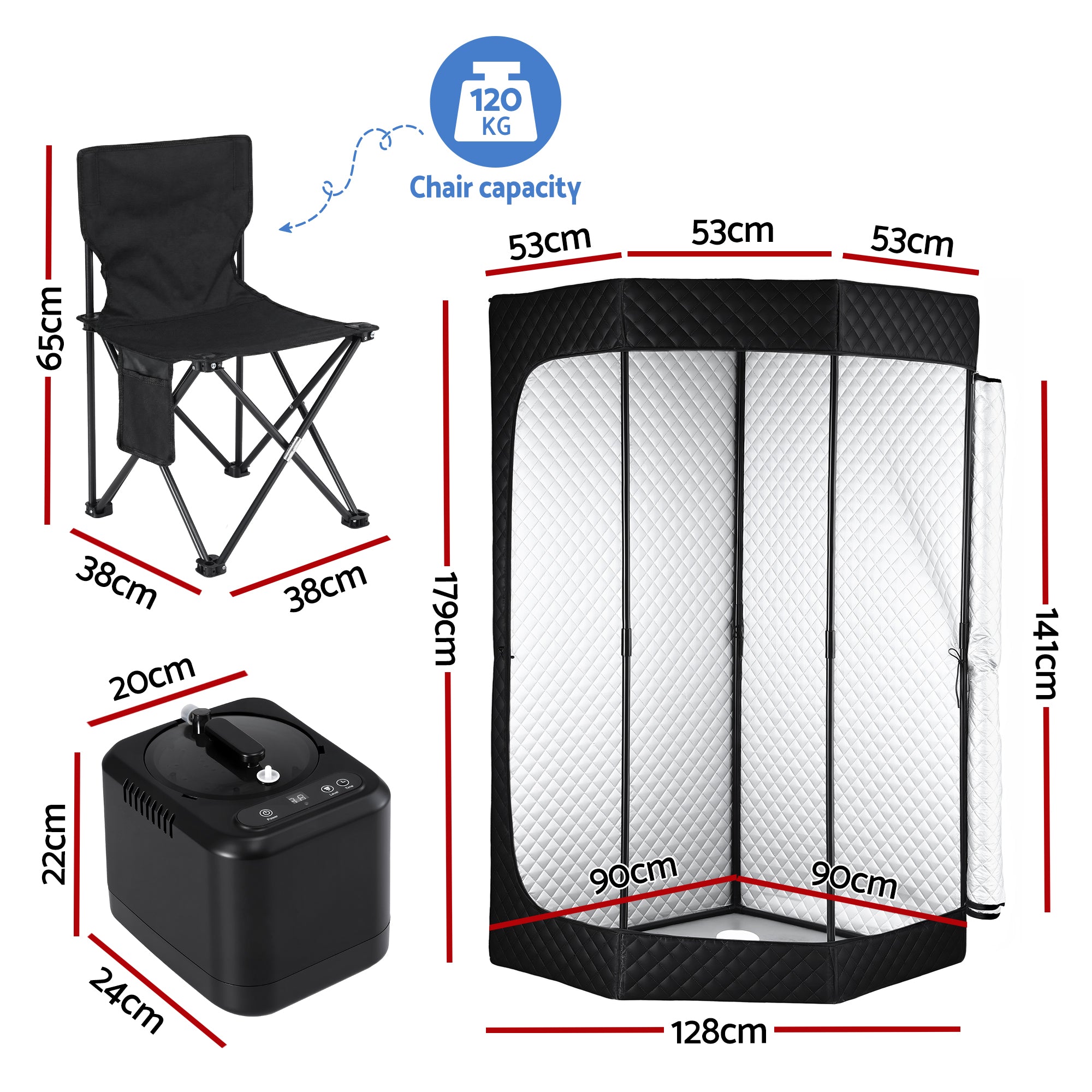 Speciality Appliances: Devanti Portable Steam Sauna Tent 1000W 3L Steamer Pot Full Body Home SPA Timer