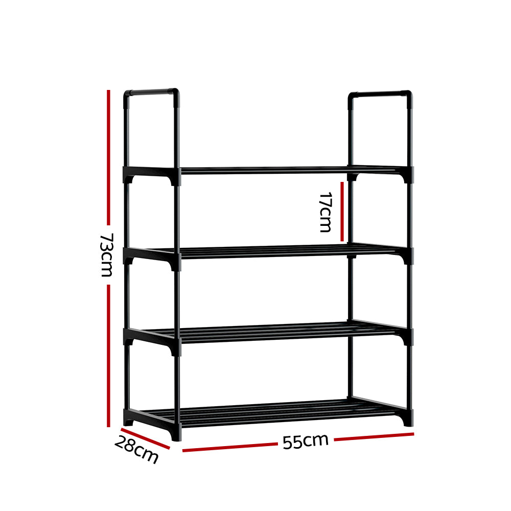 Shoe Storage: Artiss Shoe Rack Cabinet Stackable 4-tier 12 Pairs Black