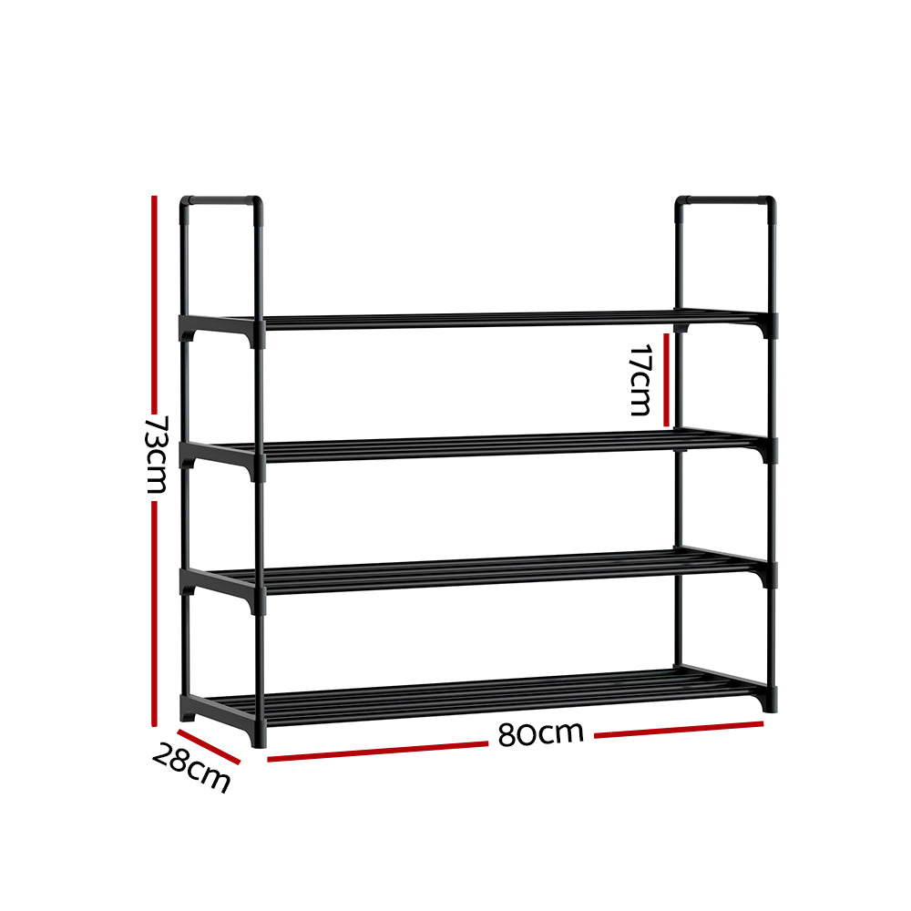 Shoe Storage: Artiss Shoe Rack 4-tier 16 Pairs Stackable Black