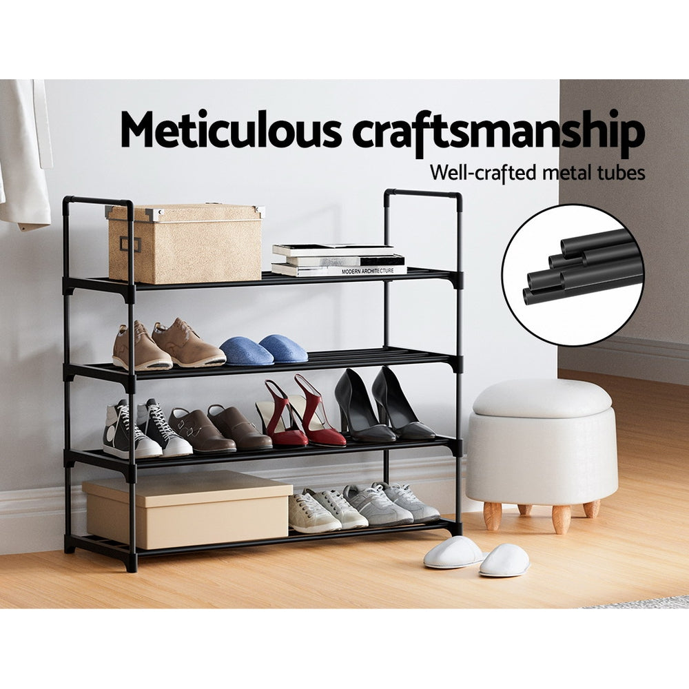 Shoe Storage: Artiss Shoe Rack 4-tier 16 Pairs Stackable Black