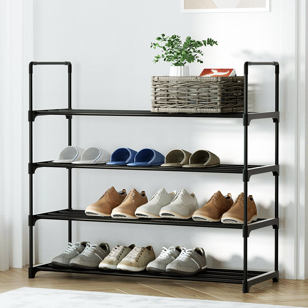 Shoe Storage: Artiss Shoe Rack 4-tier 16 Pairs Stackable Black
