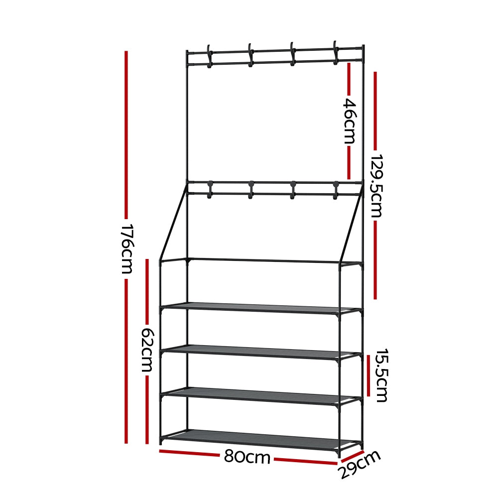 Shoe Storage: Artiss Shoe Rack Hall Tree 16 Pairs Black