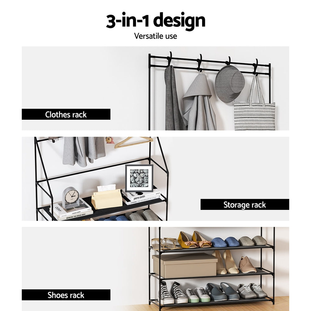 Shoe Storage: Artiss Shoe Rack Hall Tree 16 Pairs Black