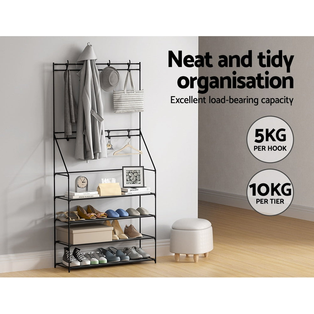 Shoe Storage: Artiss Shoe Rack Hall Tree 16 Pairs Black