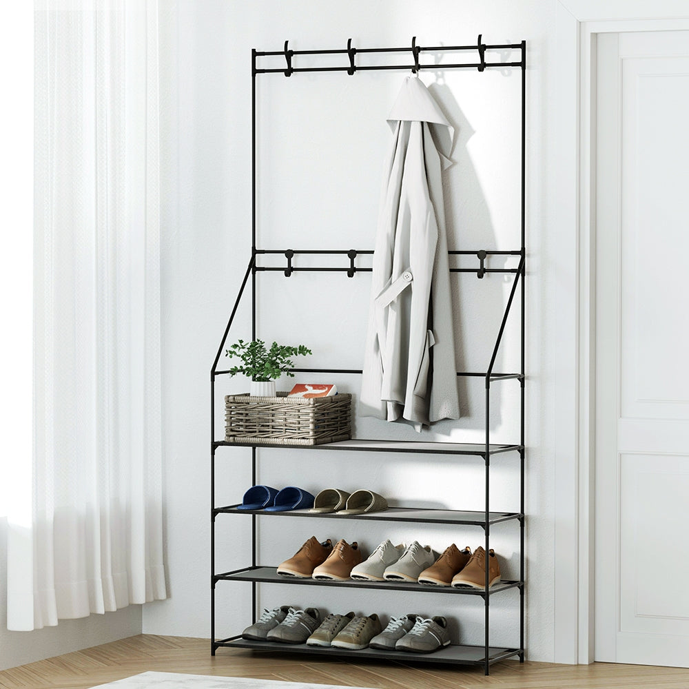 Shoe Storage: Artiss Shoe Rack Hall Tree 16 Pairs Black