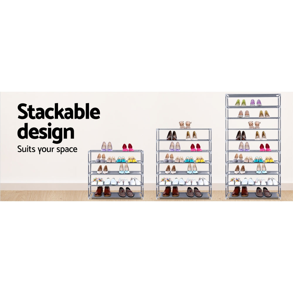 Shoe Storage: Artiss Shoe Rack Cabinet Stackable 10-Tier Grey
