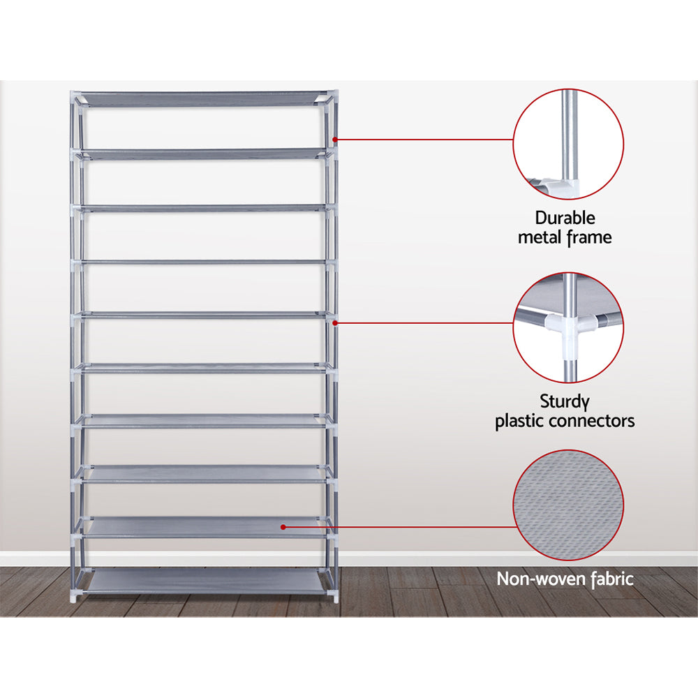 Shoe Storage: Artiss Shoe Rack Cabinet Stackable 10-Tier Grey