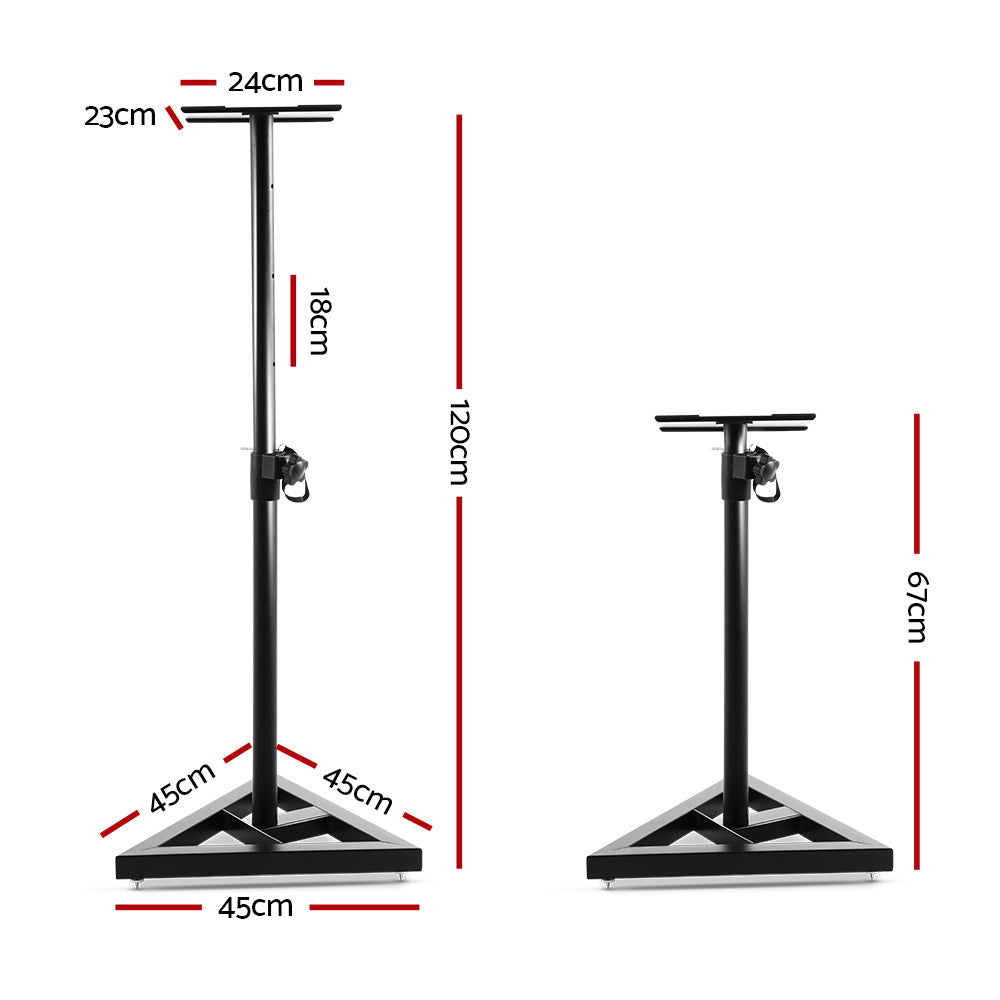 Speaker Accessories: Alpha Speaker Stand 67-120cm Adjustable Height Surround Sound Studio Home 2pcs