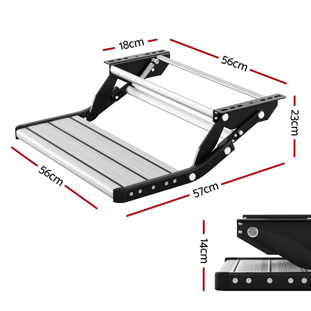 Automotive Loading Ramps: Weisshorn Manual Pull Out Caravan Step Folding RV Entry Stair 200KG Capacity Non-Slip Aluminium
