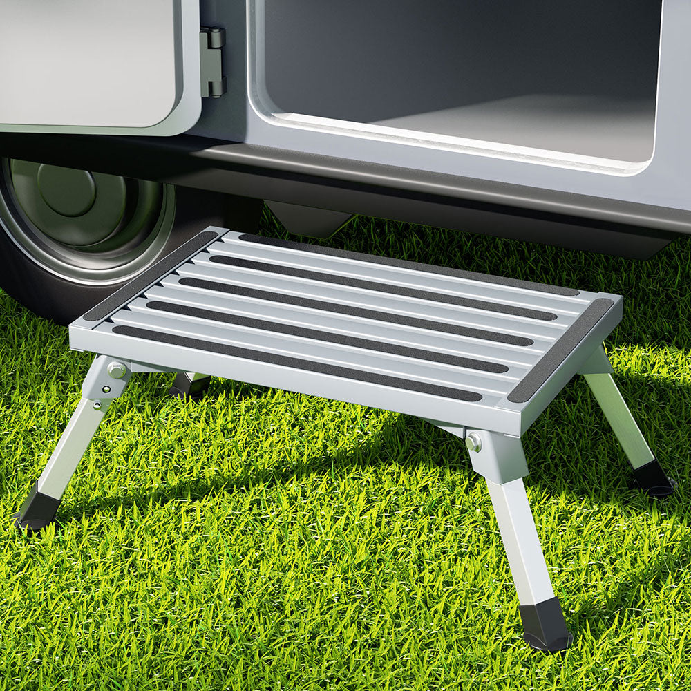 Camp Furniture: Weisshorn Caravan Step Folding Aluminium Step Ladder Stool