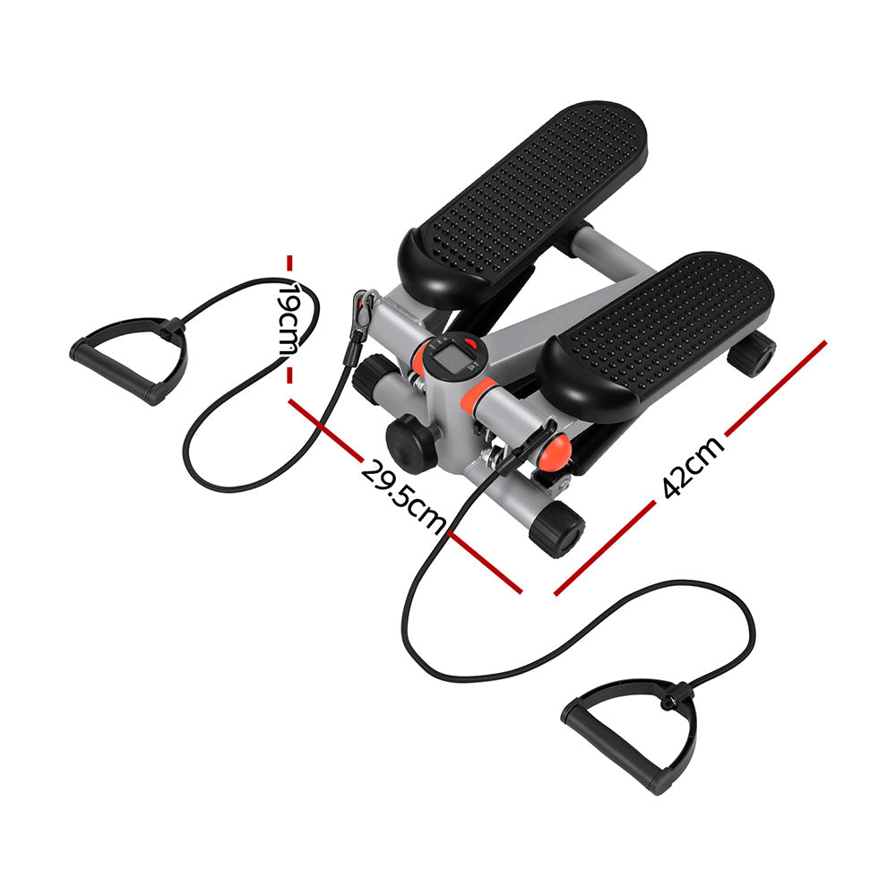 Gym & Training Step: Everfit Mini Stepper with Resistance Rope Aerobic for Exercise Compact Home Workout Grey