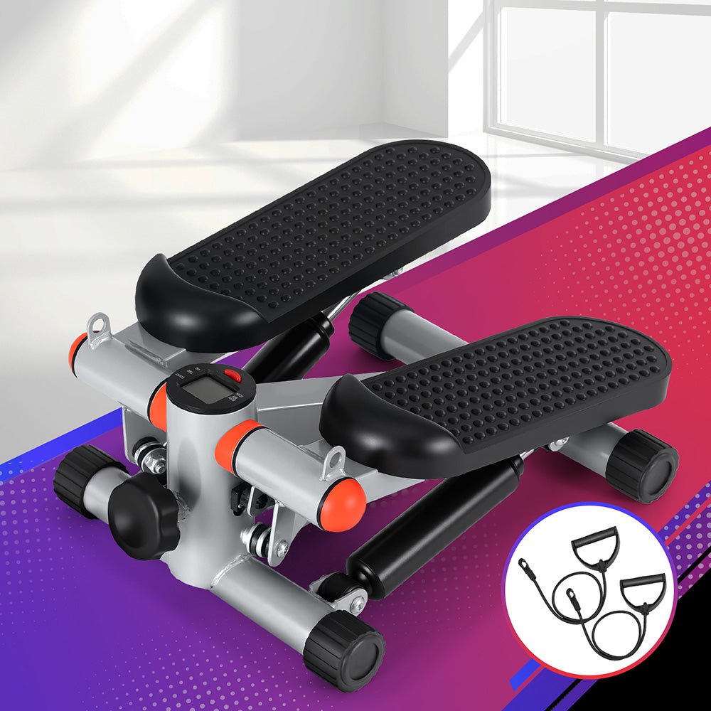 Gym & Training Step: Everfit Mini Stepper with Resistance Rope Aerobic for Exercise Compact Home Workout Grey