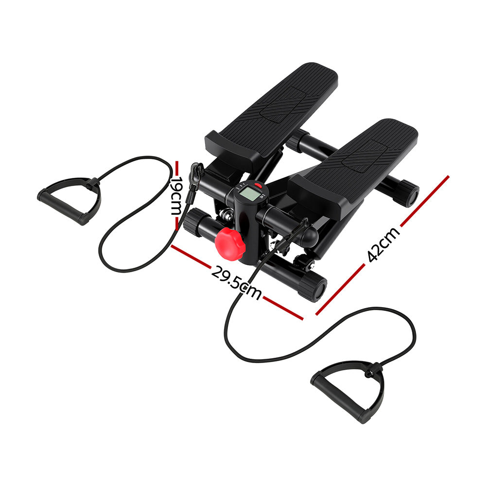 Gym & Training Step: Everfit Mini Stepper with Resistance Rope Aerobic for Exercise Compact Home Workout Black