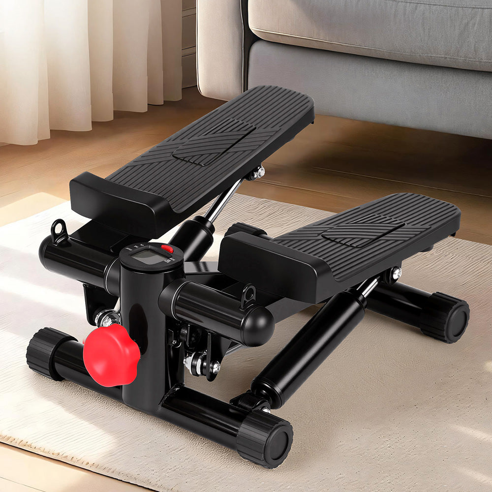 Gym & Training Step: Everfit Mini Stepper with Resistance Rope Aerobic for Exercise Compact Home Workout Black