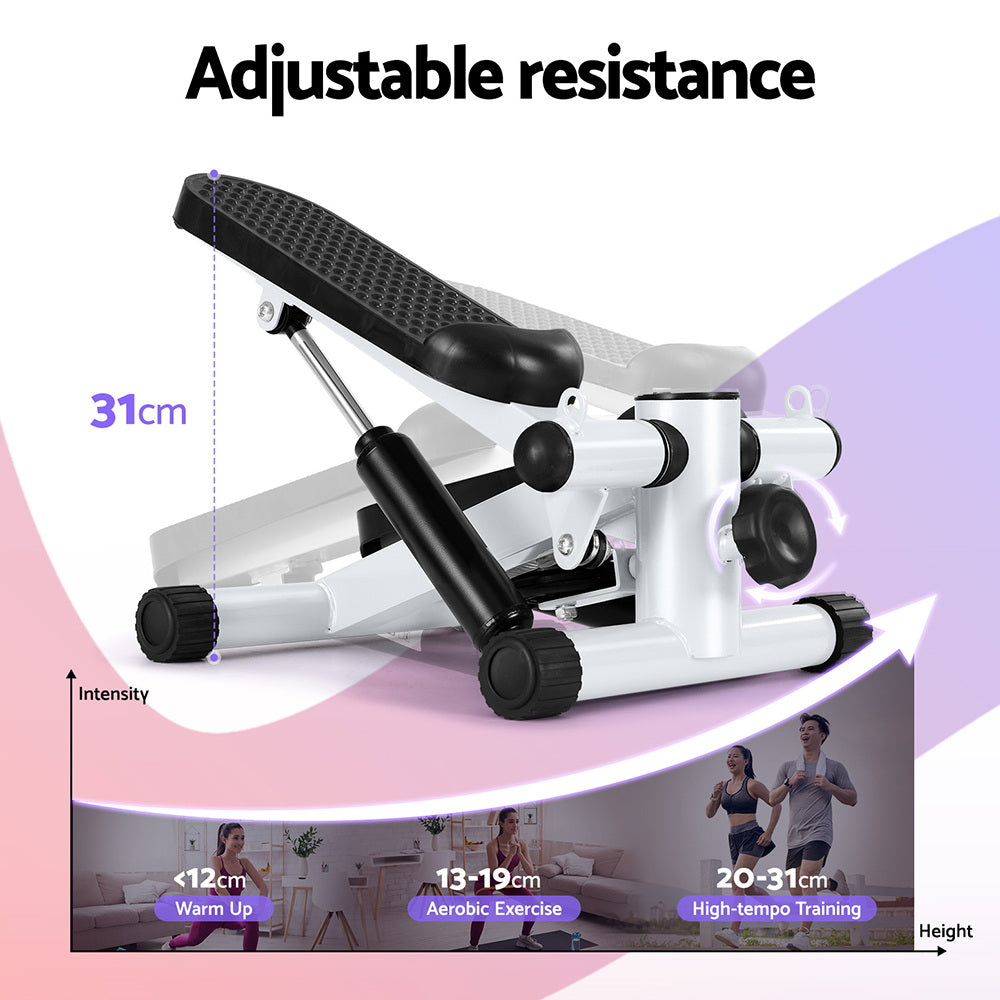 Gym & Training Step: Everfit Mini Stepper with Resistance Rope Aerobic for Exercise Compact Home Workout White