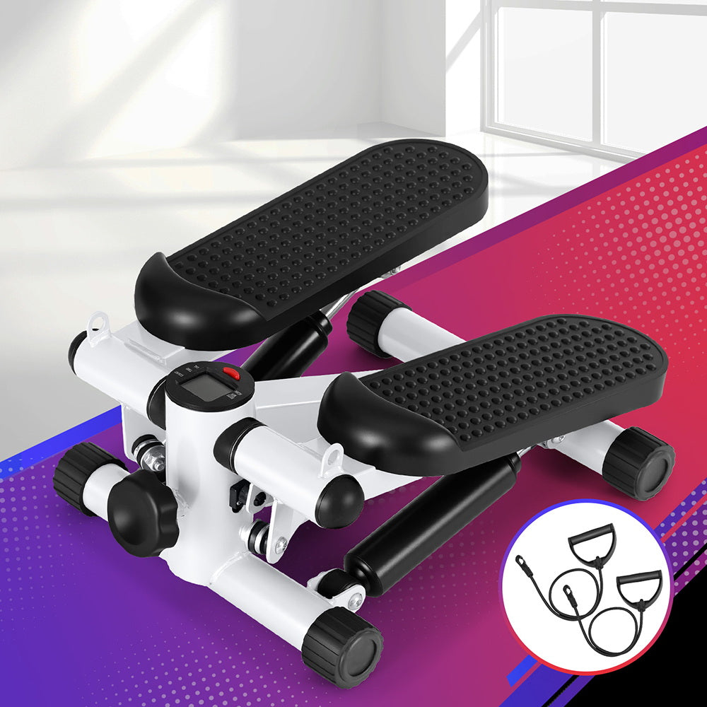 Gym & Training Step: Everfit Mini Stepper with Resistance Rope Aerobic for Exercise Compact Home Workout White