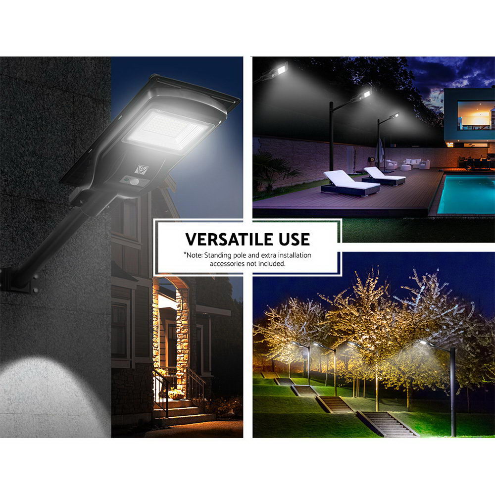 Night Lights & Ambient Lighting: Leier 80 LED Solar Street Light 90W Flood Motion Sensor Remote Outdoor Wall Lamp