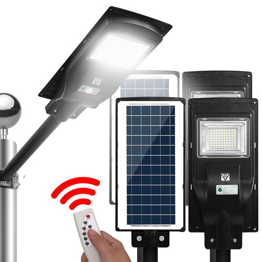Night Lights & Ambient Lighting: Leier 80 LED Solar Street Light 90W Flood Motion Sensor Remote Outdoor Wall Lamp x2