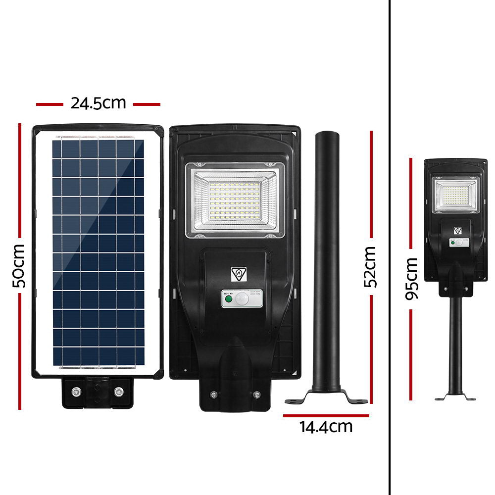 Night Lights & Ambient Lighting: Leier 80 LED Solar Street Light 90W Flood Motion Sensor Remote Outdoor Wall Lamp x2