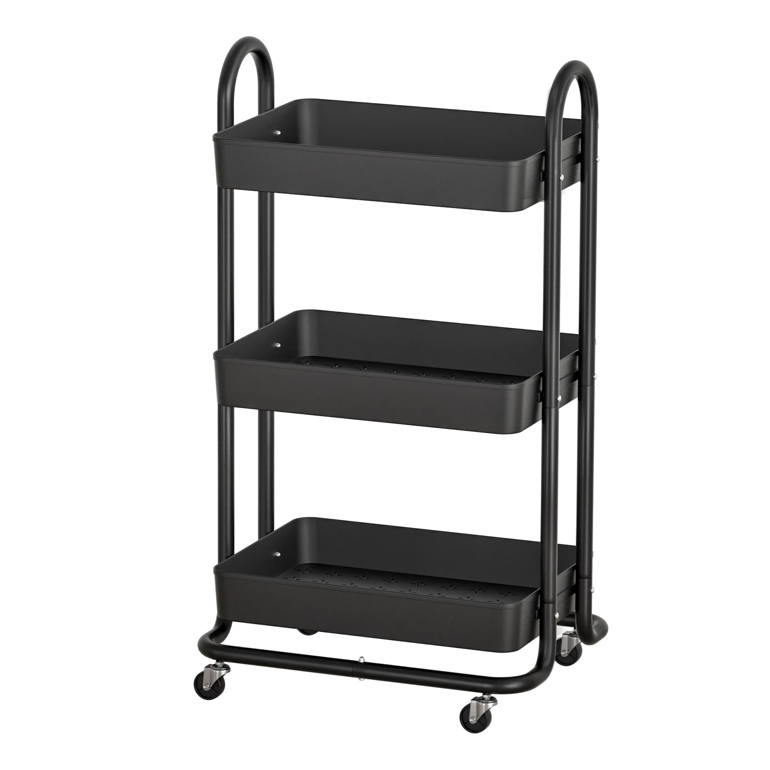 Kitchen & Dining Trolleys: Artiss Storage Trolley Kitchen Cart 3 Tiers Rack Shelf Organiser Wheels Black