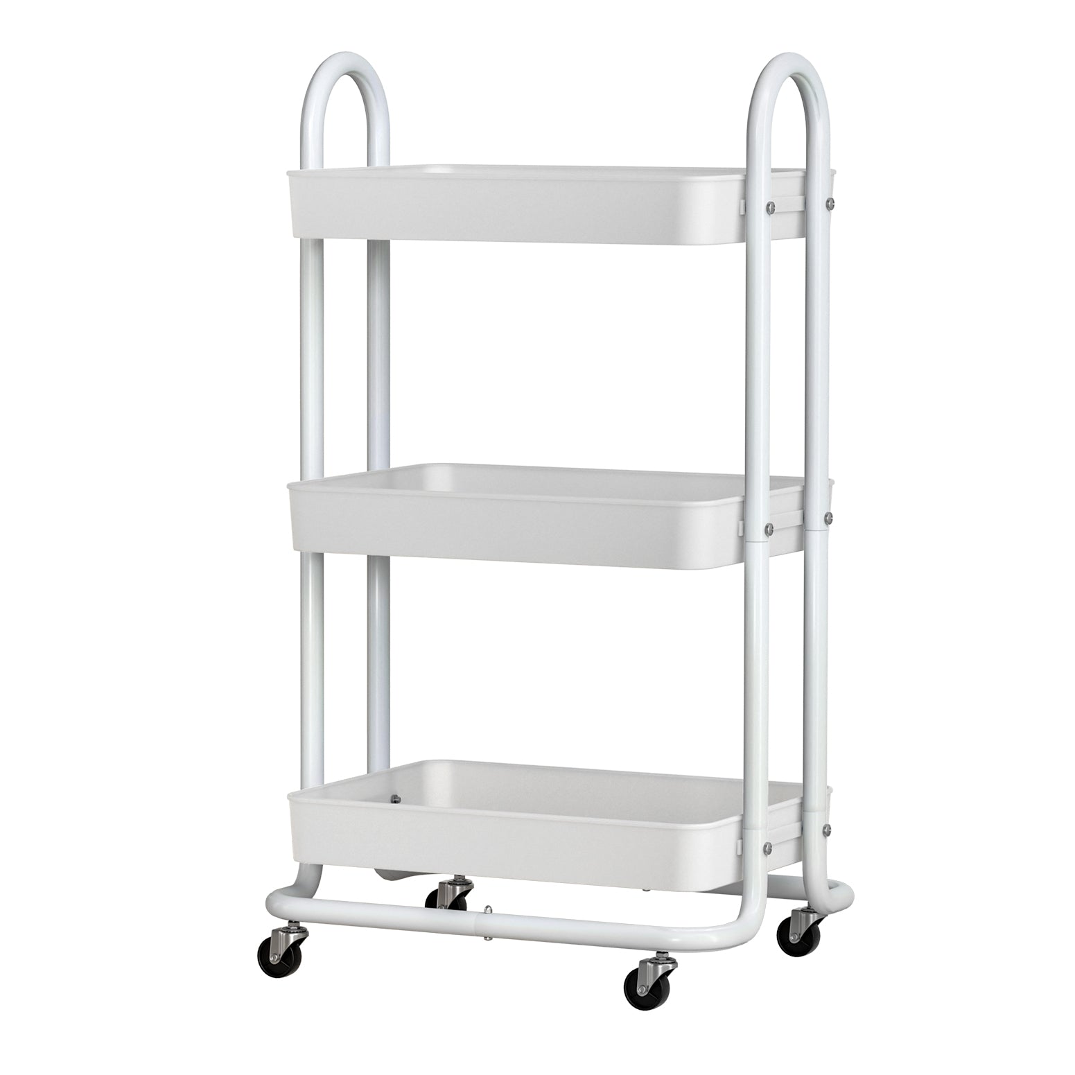 Kitchen & Dining Trolleys: Artiss Storage Trolley Kitchen Cart 3 Tiers Rack Shelf Organiser Wheels White