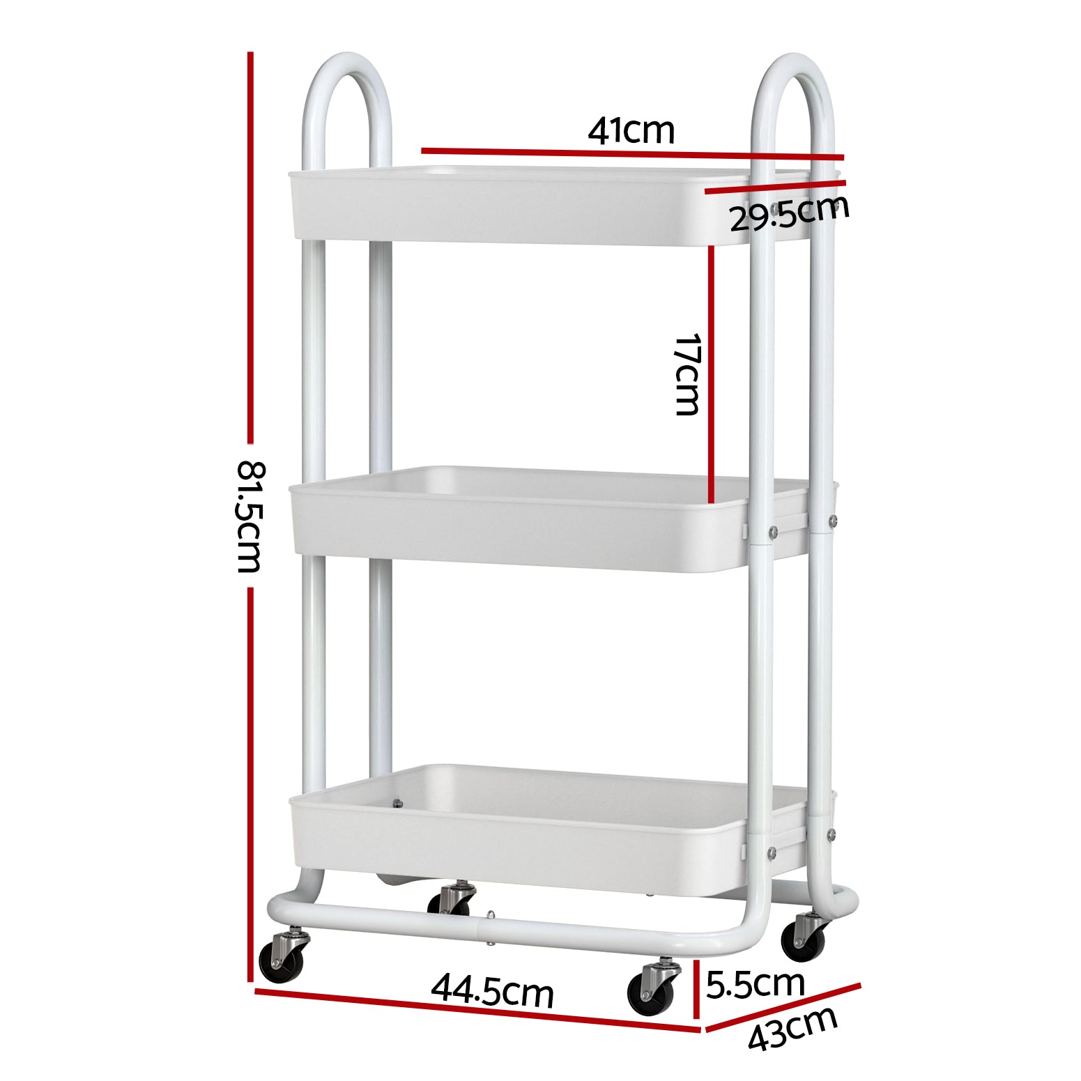 Kitchen & Dining Trolleys: Artiss Storage Trolley Kitchen Cart 3 Tiers Rack Shelf Organiser Wheels White