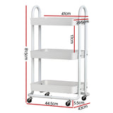 Kitchen & Dining Trolleys: Artiss Storage Trolley Kitchen Cart 3 Tiers Rack Shelf Organiser Wheels White