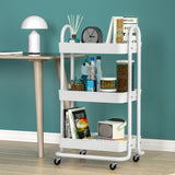 Kitchen & Dining Trolleys: Artiss Storage Trolley Kitchen Cart 3 Tiers Rack Shelf Organiser Wheels White