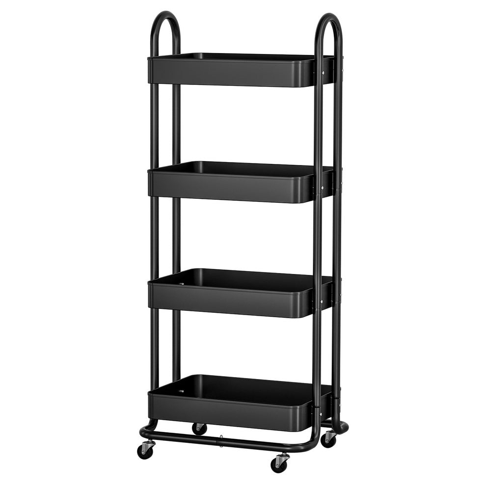 Kitchen & Dining Trolleys: Artiss Storage Trolley Kitchen Cart 4 Tiers Black