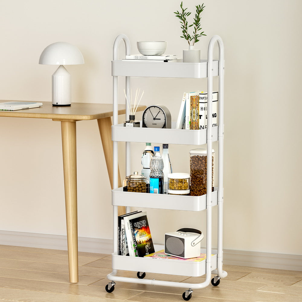 Kitchen & Dining Trolleys: Artiss Storage Trolley Kitchen Cart 4 Tiers White