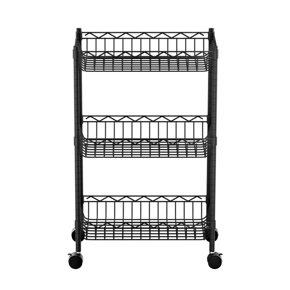 Kitchen & Dining Trolleys: Artiss 3-Tier Shelving Unit Adjustable Garage Storage Kitchen Rack With Wheels