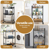 Kitchen & Dining Trolleys: Artiss 3-Tier Shelving Unit Adjustable Garage Storage Kitchen Rack With Wheels