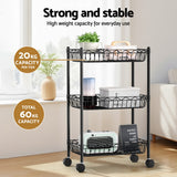 Kitchen & Dining Trolleys: Artiss 3-Tier Shelving Unit Adjustable Garage Storage Kitchen Rack With Wheels