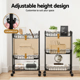 Kitchen & Dining Trolleys: Artiss 3-Tier Shelving Unit Adjustable Garage Storage Kitchen Rack With Wheels