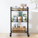 Kitchen & Dining Trolleys: Artiss 3-Tier Shelving Unit Adjustable Garage Storage Kitchen Rack With Wheels