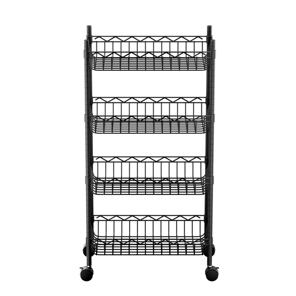 Kitchen & Dining Trolleys: Artiss 4-Tier Shelving Unit Adjustable Garage Storage Kitchen Rack With Wheels