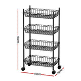 Kitchen & Dining Trolleys: Artiss 4-Tier Shelving Unit Adjustable Garage Storage Kitchen Rack With Wheels
