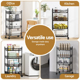 Kitchen & Dining Trolleys: Artiss 4-Tier Shelving Unit Adjustable Garage Storage Kitchen Rack With Wheels