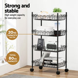 Kitchen & Dining Trolleys: Artiss 4-Tier Shelving Unit Adjustable Garage Storage Kitchen Rack With Wheels