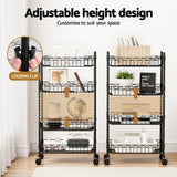 Kitchen & Dining Trolleys: Artiss 4-Tier Shelving Unit Adjustable Garage Storage Kitchen Rack With Wheels
