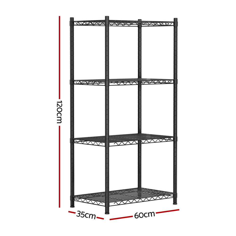 Kitchen & Dining Trolleys: Artiss 4-Tier Shelving Unit Adjustable Garage Storage Shelves Kitchen Rack Steel