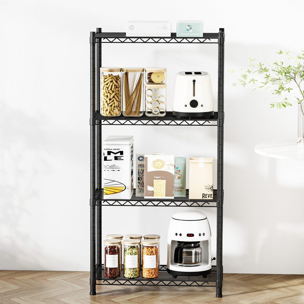 Kitchen & Dining Trolleys: Artiss 4-Tier Shelving Unit Adjustable Garage Storage Shelves Kitchen Rack Steel