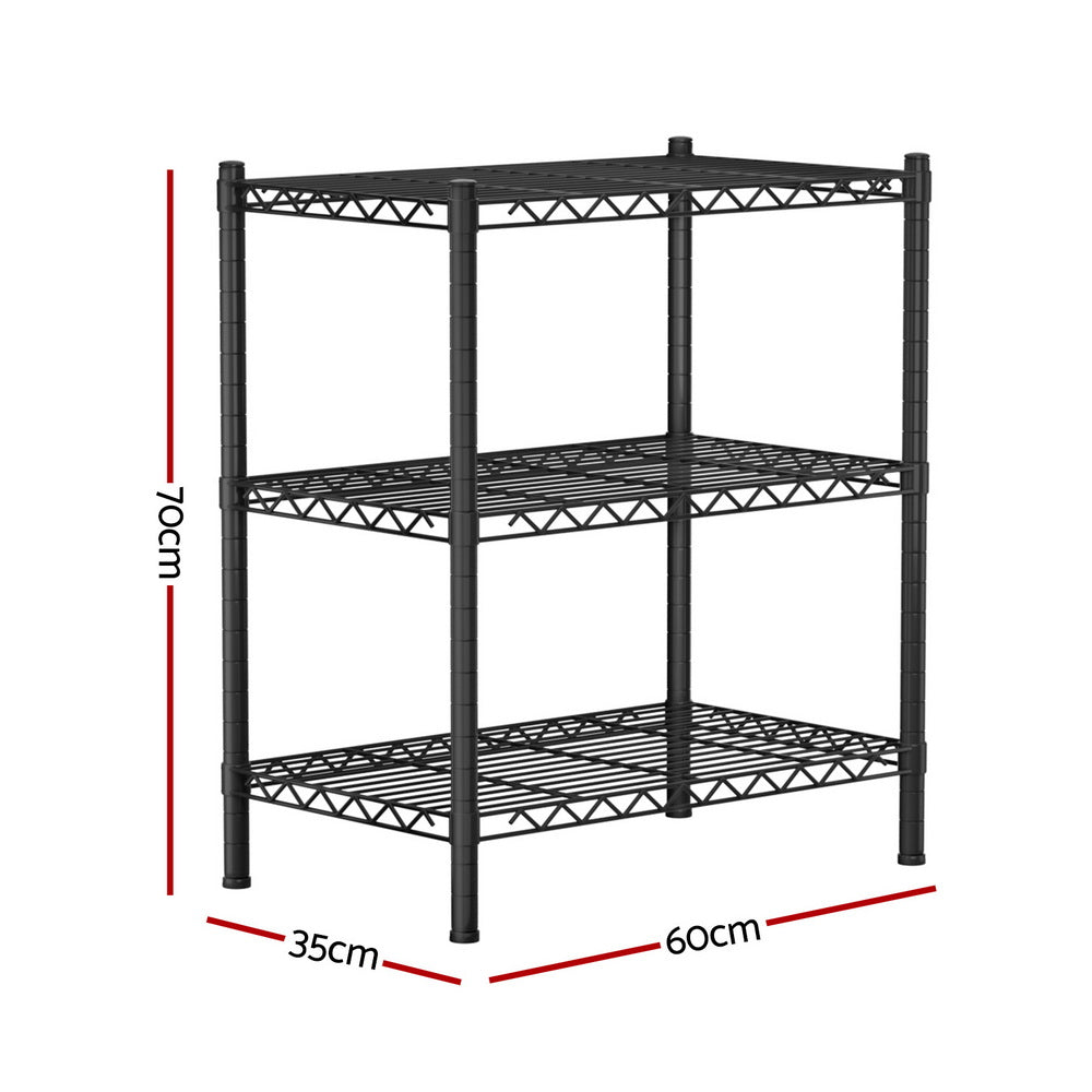 Kitchen & Dining Trolleys: Artiss 3-Tier Shelving Unit Adjustable Garage Storage Shelves Kitchen Rack Steel
