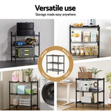 Kitchen & Dining Trolleys: Artiss 3-Tier Shelving Unit Adjustable Garage Storage Shelves Kitchen Rack Steel