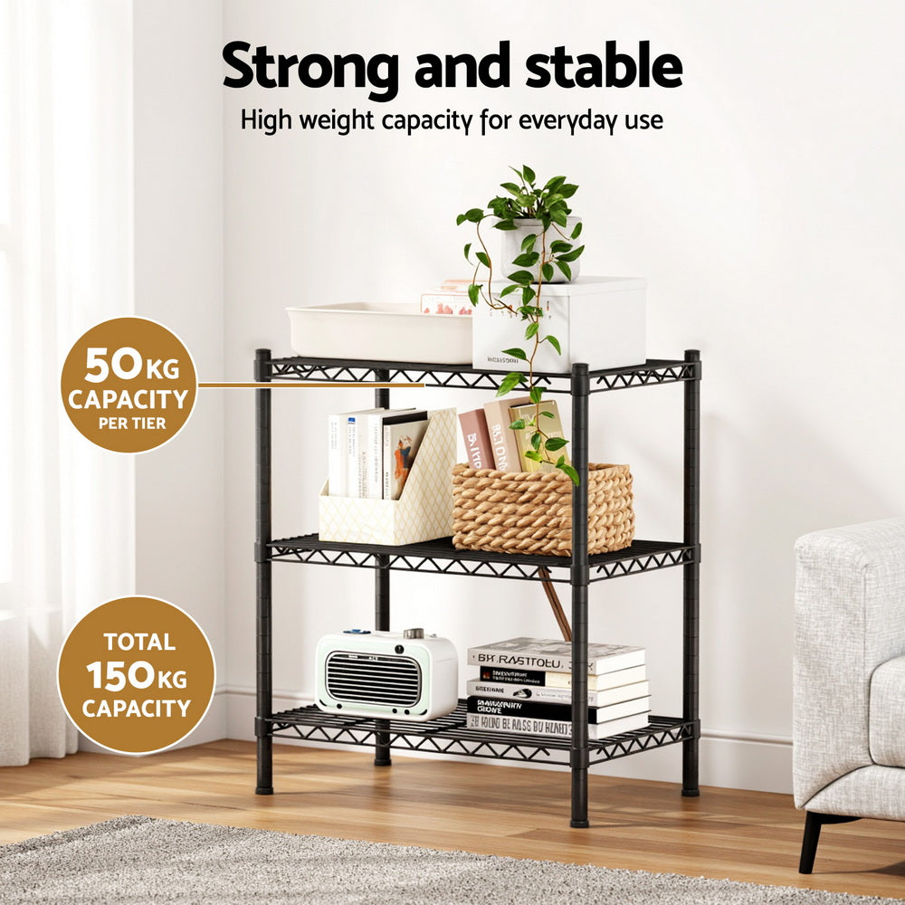 Kitchen & Dining Trolleys: Artiss 3-Tier Shelving Unit Adjustable Garage Storage Shelves Kitchen Rack Steel