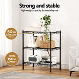 Kitchen & Dining Trolleys: Artiss 3-Tier Shelving Unit Adjustable Garage Storage Shelves Kitchen Rack Steel