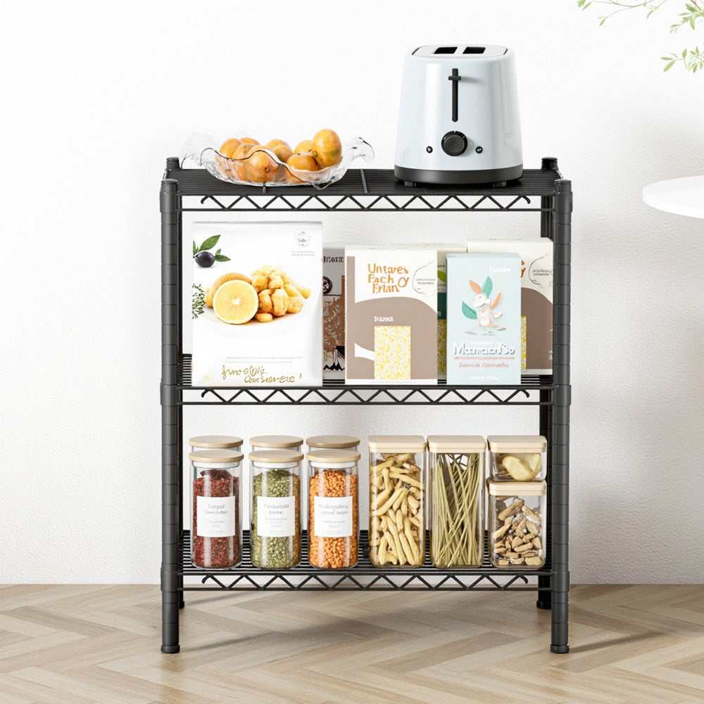 Kitchen & Dining Trolleys: Artiss 3-Tier Shelving Unit Adjustable Garage Storage Shelves Kitchen Rack Steel